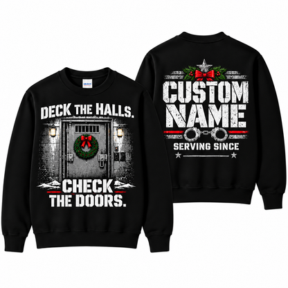 Personalized Correctional Officer Deck the Halls Christmas Sweatshirt