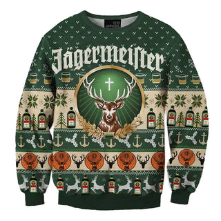 Unisex Jagermeister 3D Ugly Christmas Sweater For Men & Women Christmas Gift Sweater BH1104