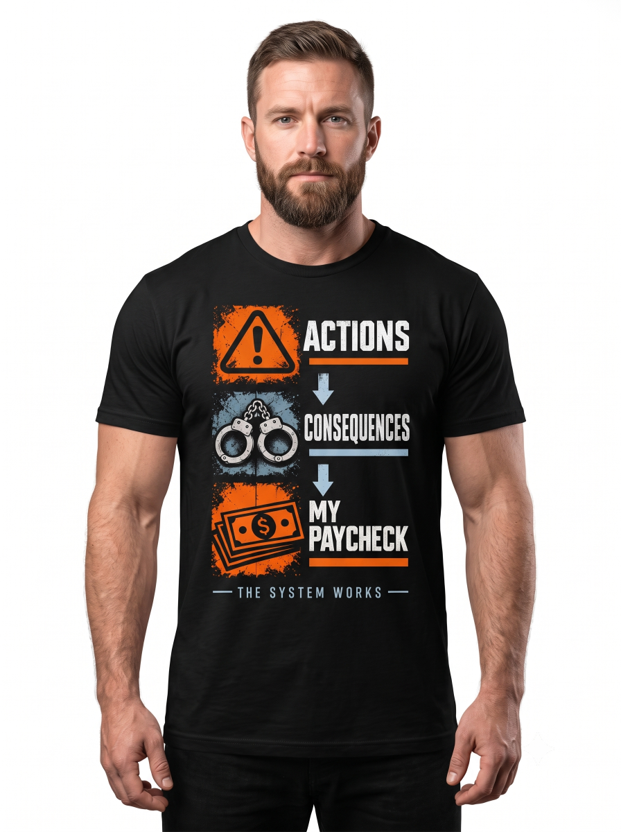 Custom Correctional Officer Shirt – "The System Works" Actions Consequences Front & Back Graphic Tee, Personalized Jailer Deputy Shirt