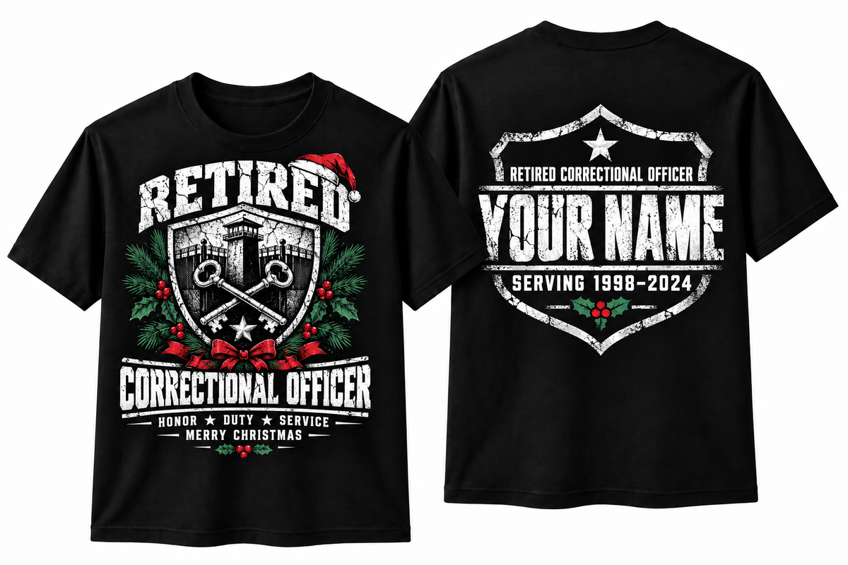 Retired Correctional Officer Christmas Shirt Honor Duty Service Custom Name
