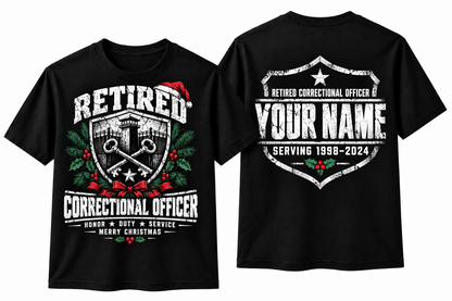 Retired Correctional Officer Christmas Shirt Honor Duty Service Custom Name