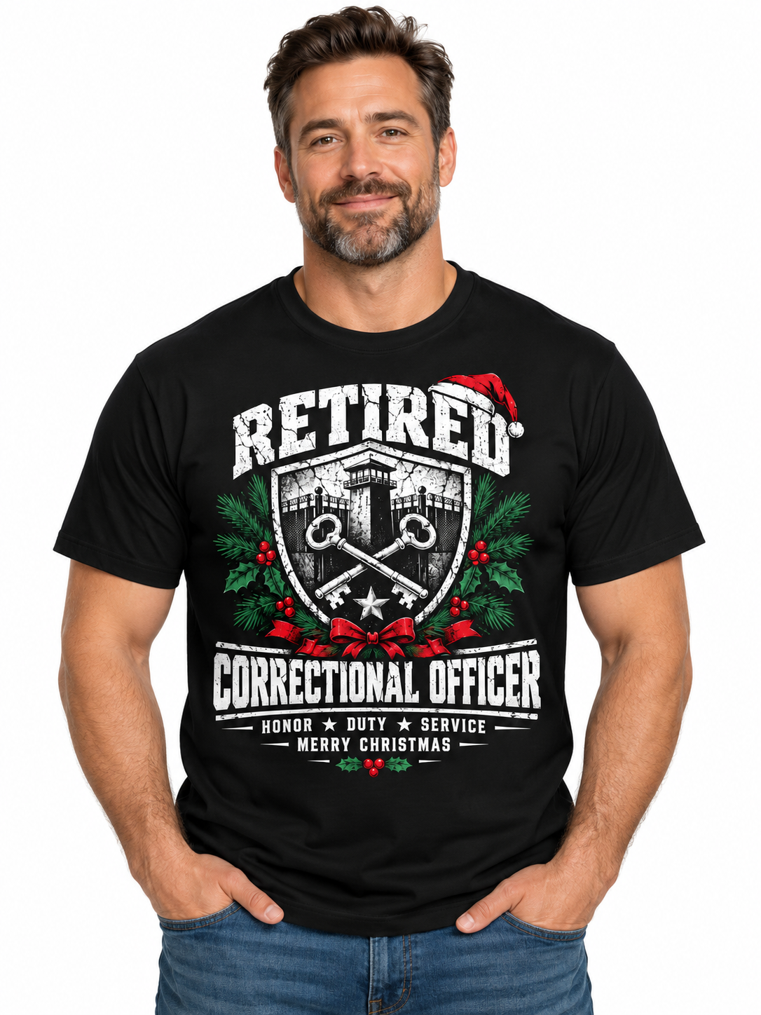 Retired Correctional Officer Christmas Shirt Honor Duty Service Custom Name