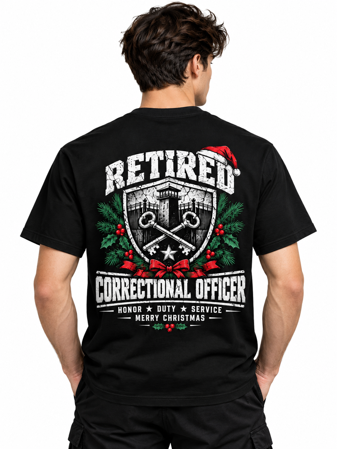 Retired Correctional Officer Christmas Shirt Honor Duty Service Custom Name