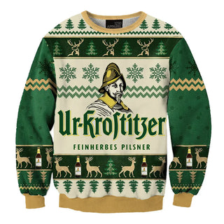 Unisex Ur-Krostitzer Premium Pilsner 3D Ugly Christmas Sweater For Men & Women Christmas Gift Sweater BH1197