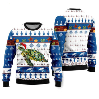 Turtle In Ocean Ugly Christmas Sweater For Men & Women Christmas Gift Sweater US1785