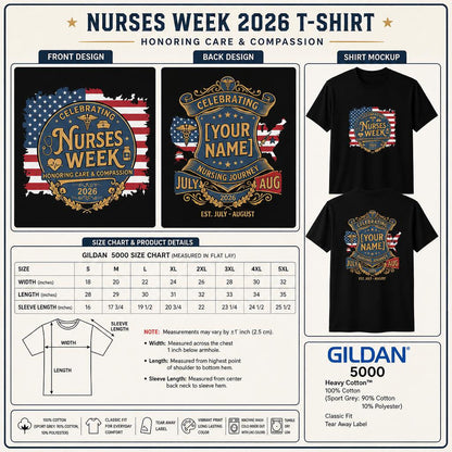 Personalized Happy Nurses Week 2026 American Flag Nurse Gift Custom Unisex T-Shirt