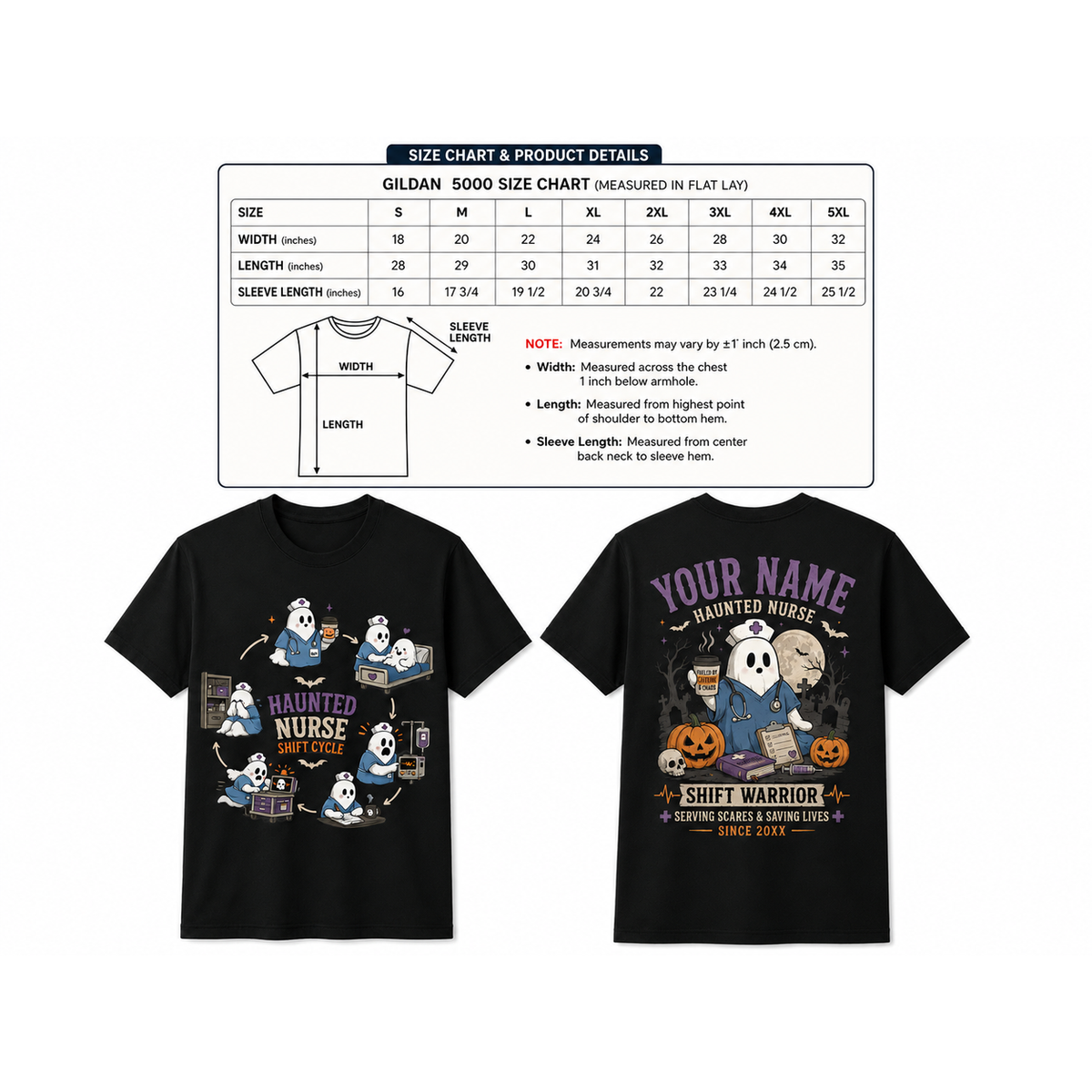 Personalized Custom Haunted Nurse Halloween Ghost T-Shirt , Nurse