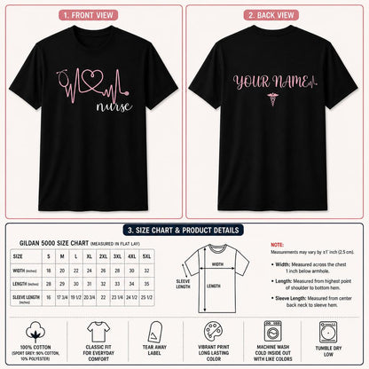 Personalized Nurse Heartbeat Shirt Custom RN Gift Nursing Life Unisex T-Shirt