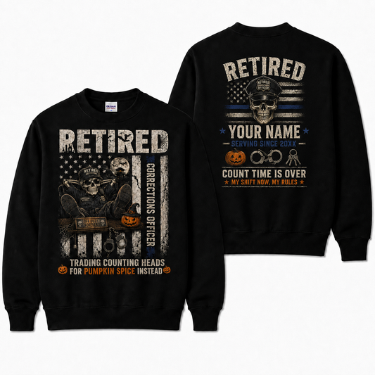 Personalized Retired Correctional Officer American Flag Halloween Sweatshirt