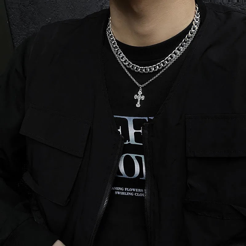 "Retro Cross Titanium Steel Necklaces For Men And Women "