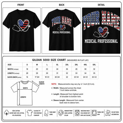 Personalized School Nurse Stethoscope Heart Shirt Custom Nurse Gift Unisex T-Shirt