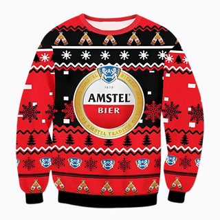 Unisex Amstel Beer 3D Ugly Christmas Sweater For Men & Women Christmas Gift Sweater BH1243