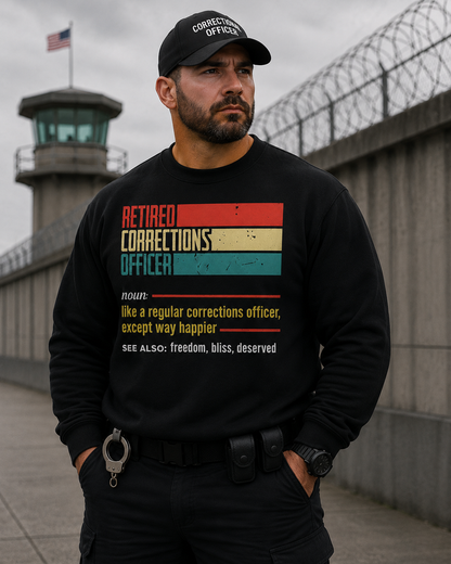 Custom Name Retired Corrections Officer Retro Definition Retirement Sweatshirt
