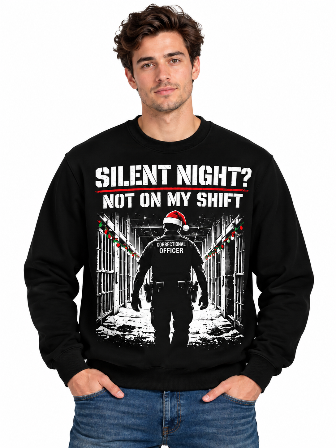 Personalized Correctional Officer Silent Night Christmas Sweatshirt