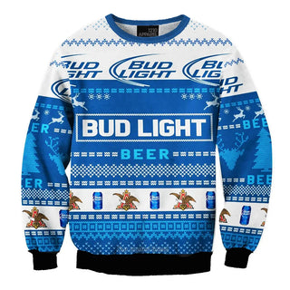 Unisex Bud Light 3D Ugly Christmas Sweater For Men & Women Christmas Gift Sweater BH1233