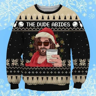 The Dude Abides Ugly Christmas Sweater For Men & Women Christmas Gift Sweater PT1140