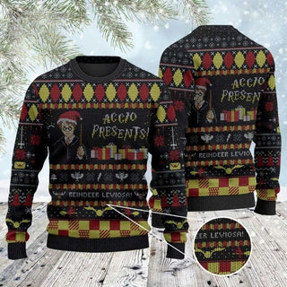 Accio Present Wizard Ugly Christmas Sweater For Men & Women Christmas Gift Sweater PT1166