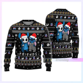 Stitch And Jack Skellington Ugly Christmas Sweater For Men & Women Christmas Gift Sweater BH883