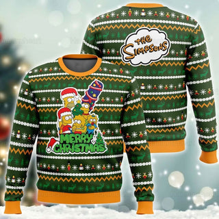 The Simpsons Merry Christmas Ugly Christmas Sweater For Men & Women Christmas Gift Sweater PT1192