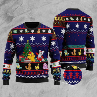 Yellow Monster And His Friend 3D Ugly Christmas Sweater For Men & Women Christmas Gift Sweater PT1224