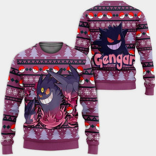 Anime Gengar Pokemon Christmas Ugly Christmas Sweater For Men & Women Christmas Gift Sweater PT1318