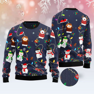 Snowman Light Ugly Christmas Sweater For Men & Women Christmas Gift Sweater BH956