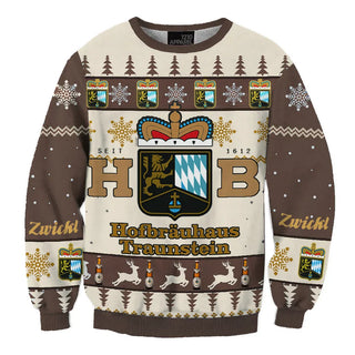 Unisex Hofbräuhaus Traunstein Zwickl 3D Ugly Christmas Sweater For Men & Women Christmas Gift Sweater BH1177