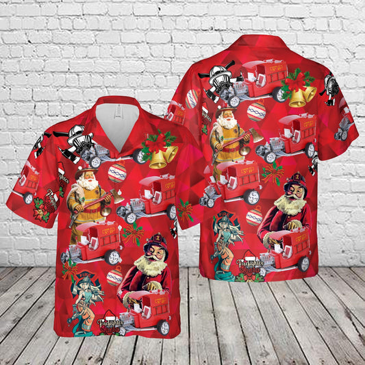 ’67 Chuck Miller’s Ford C-cab Fire Truck Christmas Hawaiian Shirt