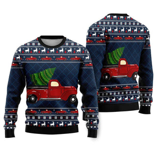 Vintage Red Truck Ugly Christmas Sweater For Men & Women Christmas Gift Sweater US1632