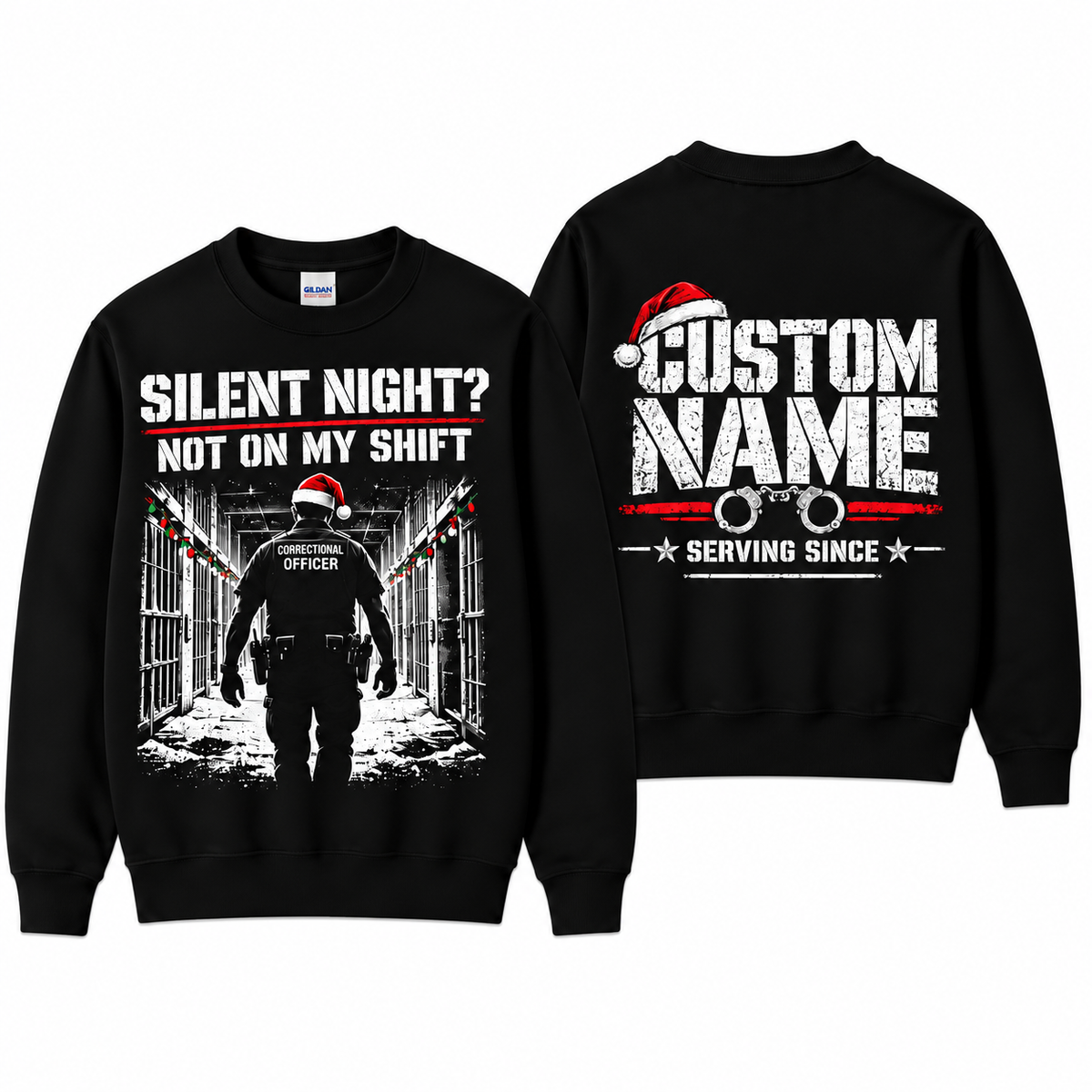 Personalized Correctional Officer Silent Night Christmas Sweatshirt