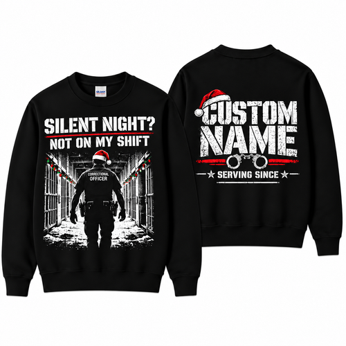 Personalized Correctional Officer Silent Night Christmas Sweatshirt