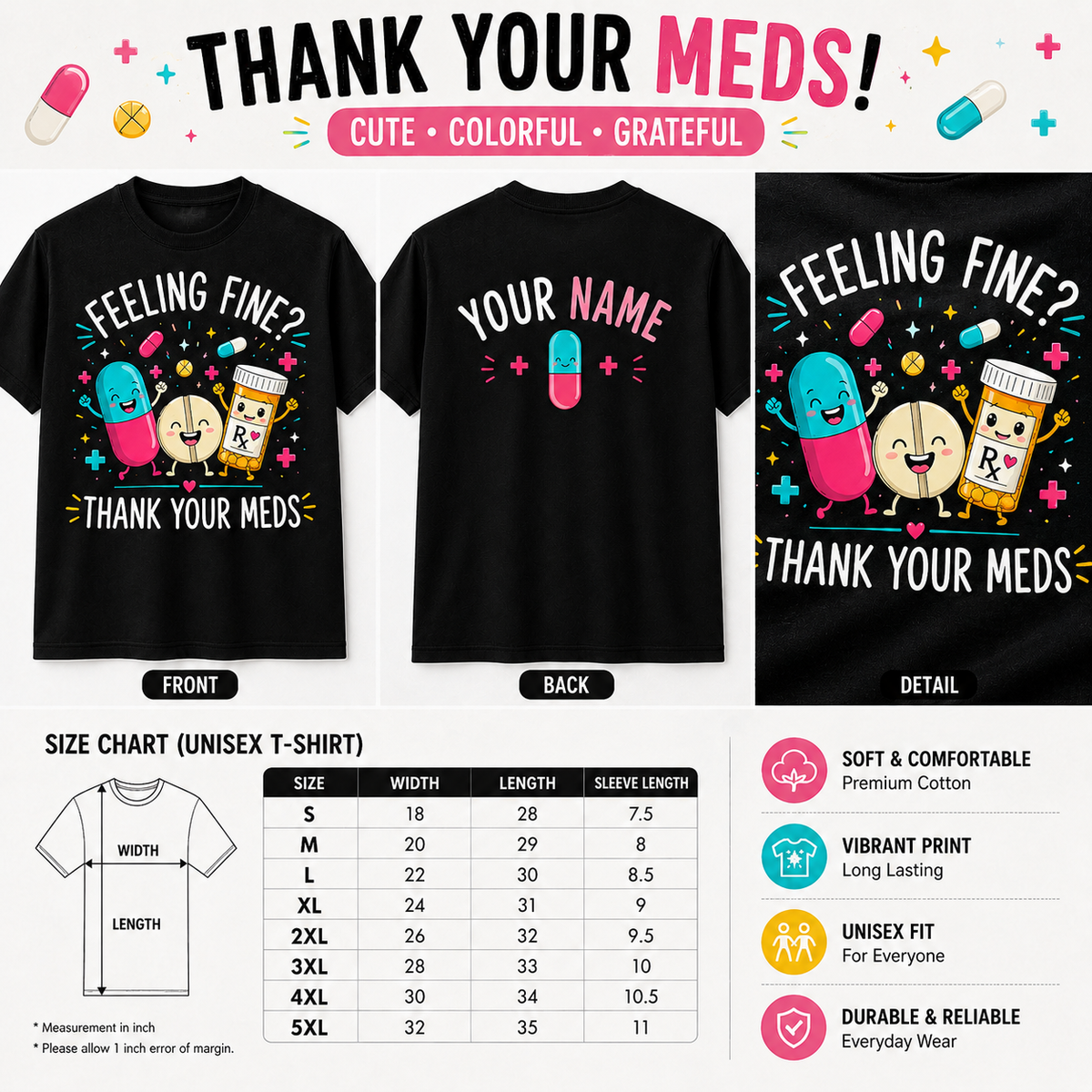 Personalized Custom Pills If You're Happy and You Know It It's Your Meds T-Shirt