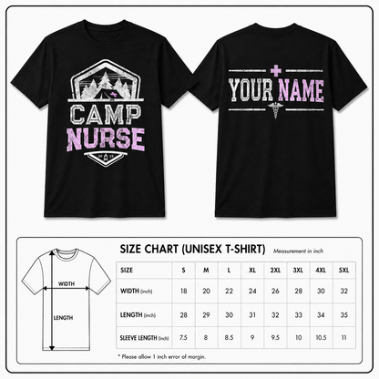 Personalized Custom Camping Nurse RN NP Healthcare Team T-Shirt