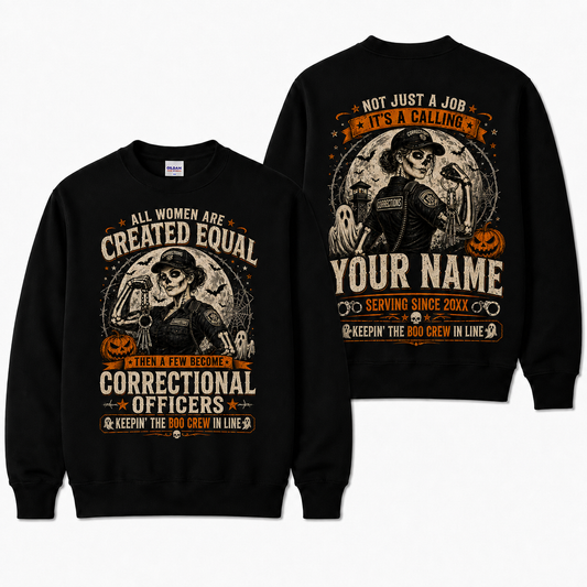 Personalized Proud Female Correctional Officer Sweatshirt Custom Name Halloween CO Gift