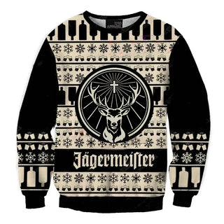 Unisex Jagermeister Black 3D Ugly Christmas Sweater For Men & Women Christmas Gift Sweater BH1209