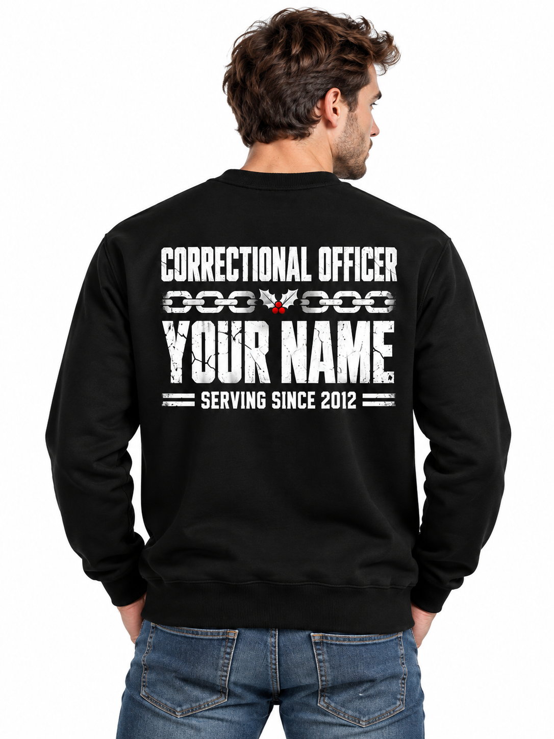 Personalized Correctional Officer Holding the Line Christmas Sweatshirt
