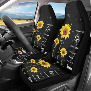 Wherever Life Sunflower Print Pattern Car Seat Covers Car Seat Set Of Two Universal Car Seat Cover