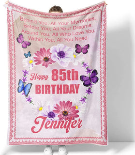 85Th s Blanket For Women Her Wife Sister Mom Friends Grandmother Coworker Boss Personalized Turning 85 Birthday Throw MI0316