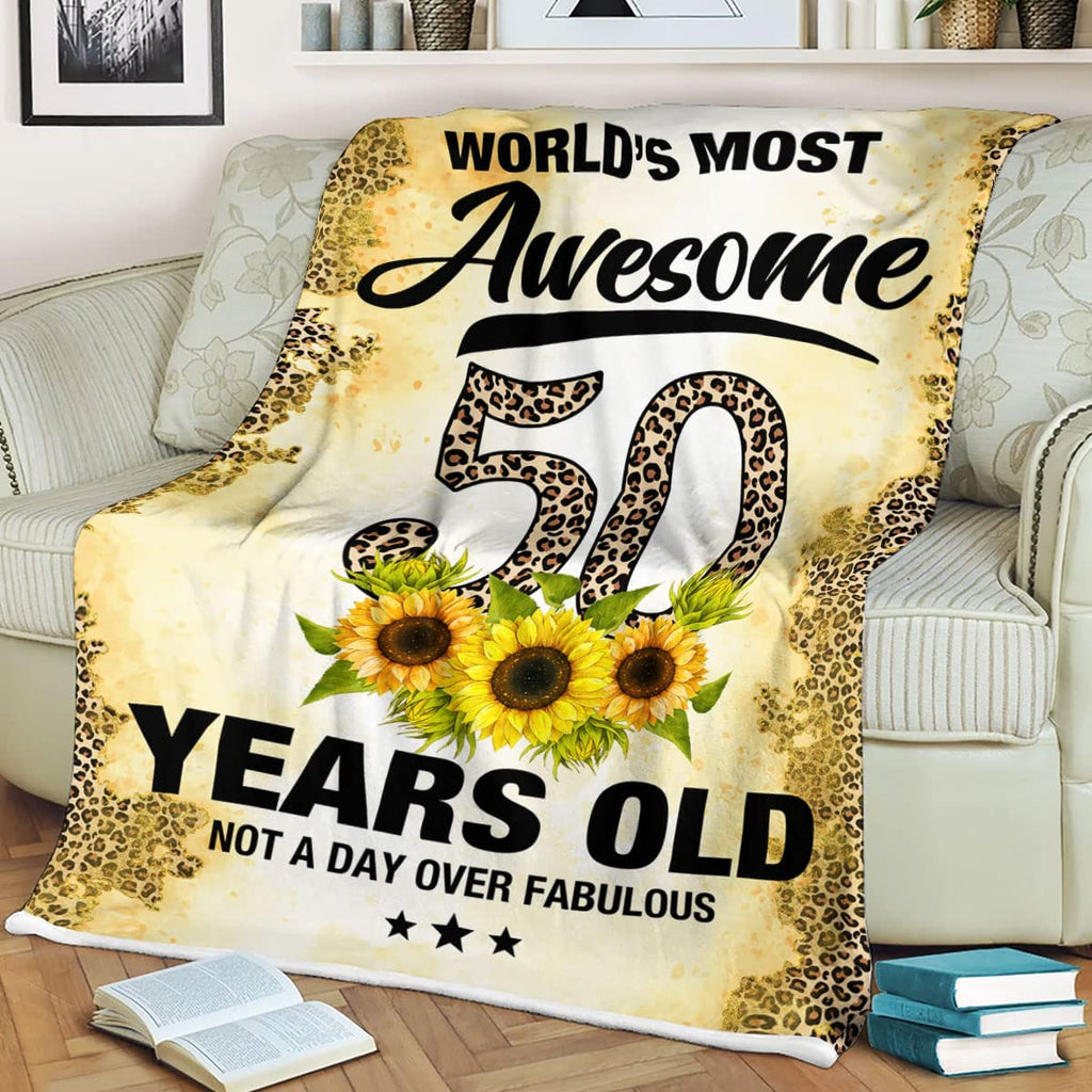 50Th Birthday Blanket For Women Wife Mom 50 Years Old Bday World'S Most Awesome Legend Since 1972 Cozy Throw Fleece Sherpa Blankets MI0362