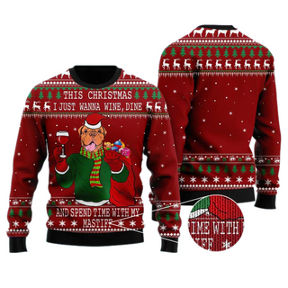 Spend Time With My Mastiff Ugly Christmas Sweater For Men & Women Christmas Gift Sweater US2004