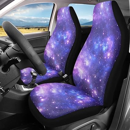 Purple Galaxy Print Pattern Car Seat Covers Car Seat Set Of Two Universal Car Seat Cover
