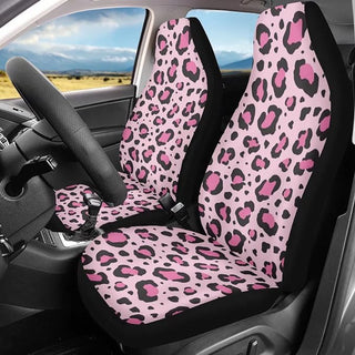 Pink Leopard Print Pattern Car Seat Covers Car Seat Set Of Two Universal Car Seat Cover