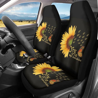 Sunshine Sunflower Butterflies Print Pattern Car Seat Covers Car Seat Set Of Two Universal Car Seat Cover