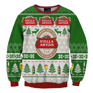 Unisex Stella Artois Beer 3D Ugly Christmas Sweater For Men & Women Christmas Gift Sweater BH1174