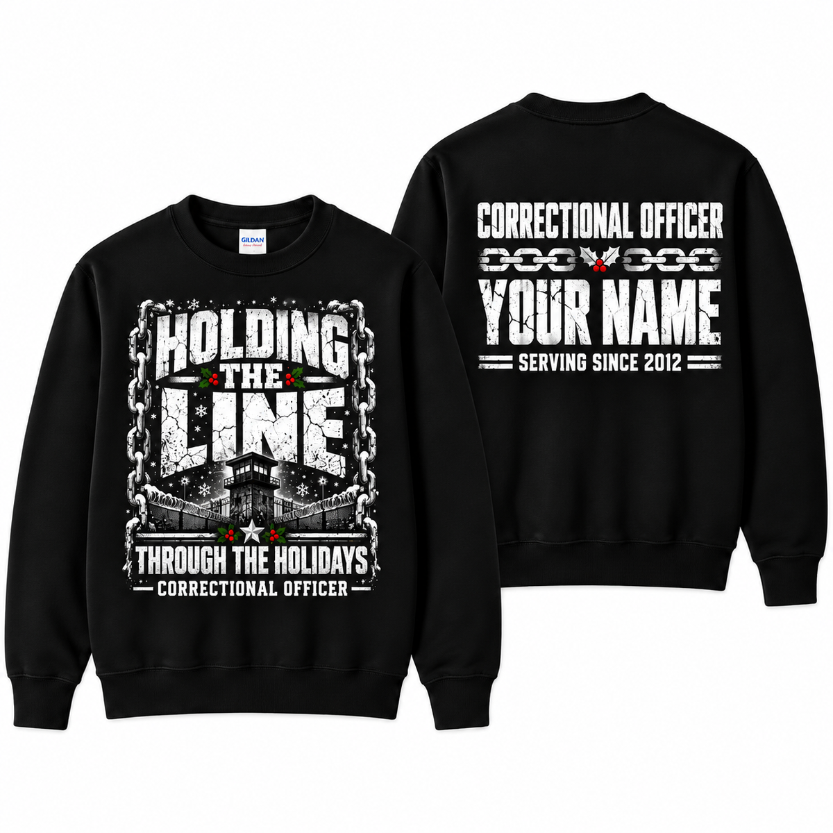 Personalized Correctional Officer Holding the Line Christmas Sweatshirt