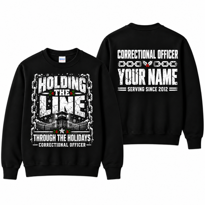 Personalized Correctional Officer Holding the Line Christmas Sweatshirt