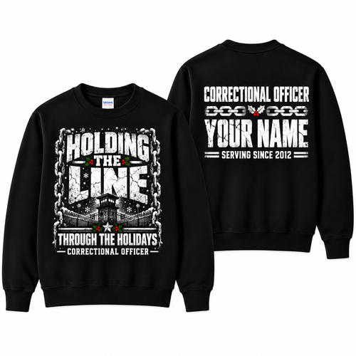 Personalized Correctional Officer Holding the Line Christmas Sweatshirt