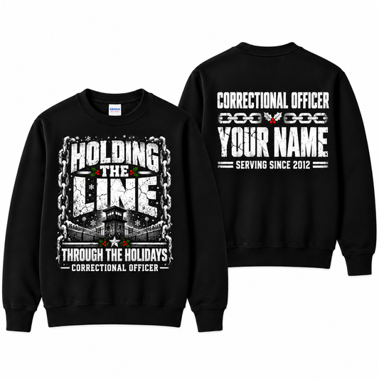 Personalized Correctional Officer Holding the Line Christmas Sweatshirt