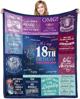 18Th Birthday Blanket Birthday Decorations For Girls Gifts For 18 Year Old Girls Blanket 18 Year Old Birthday Gifts For Girls Teenage Gifts For My Daughter From Mom Soft Warm Flannel Throw Blankets MI0369