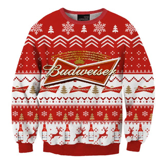 Unisex Budweiser Brand Cans Beers 3D Ugly Christmas Sweater For Men & Women Christmas Gift Sweater BH1168